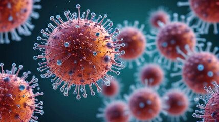 Macro photograph capturing the transmission of viruses through respiratory droplets, highlighting the importance of social distancing and hygiene practices, Generative AI
