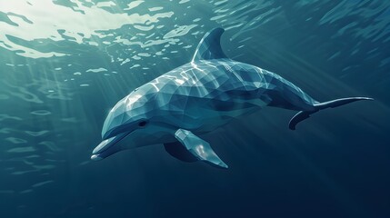 Fototapeta premium Graceful Dolphin Swimming in Tranquil Underwater Realm