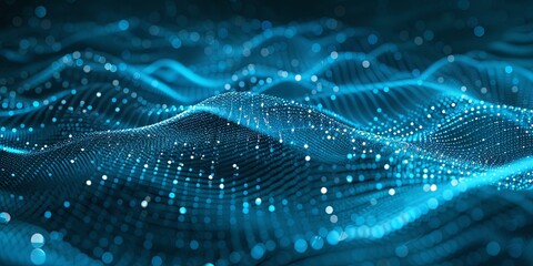 Glowing DNA Strands on Technological Background