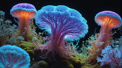 Obraz premium Bioluminescent Organisms: Potential for Bioimaging and Environmental Monitoring, Generative AI