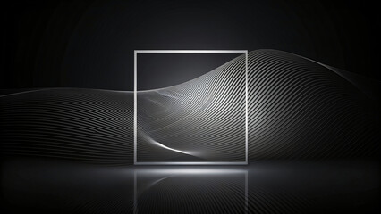 Black abstract background with flowing curves and lines for a modern design