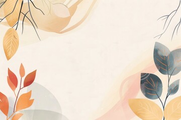 Abstract Tropical Foliage on Warm Geometric Background