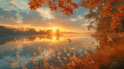 As the sun sets on another autumn day, the landscape basks in the soft glow of twilight, a serene reminder of nature's timeless allure.