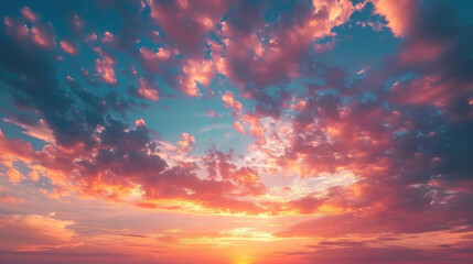 Beautiful sunset sky with vibrant clouds in the evening - Powered by Adobe