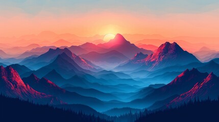 Experience the artistry of graphic landforms with this minimalist cartography illustration. Through clean lines and geometric shapes, this depiction captures the essence of the landscape, offering a