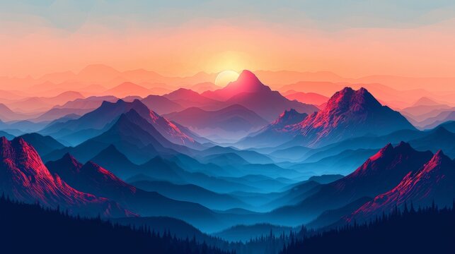 Experience the artistry of graphic landforms with this minimalist cartography illustration. Through clean lines and geometric shapes, this depiction captures the essence of the landscape, offering a