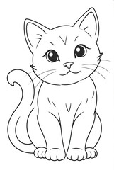 Kitten cat Kids coloring page book, black and white line art, blank  coloring art