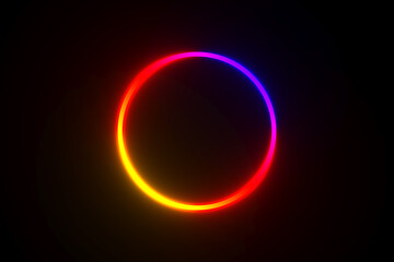 neon ring on black background. 3D illustration rendering