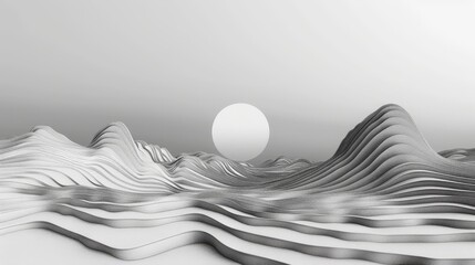 Discover the allure of contour line landscapes through this minimalist illustration, where each line tells the story of the terrain's unique features with simplicity and elegance.