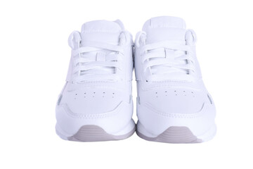 Pair of white leather sneakers