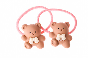 Pink hair elastic with teddy bear
