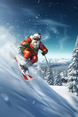 Fast Skiing Santa Clause