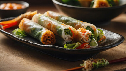 Fresh Homemade Spring Rolls with Dipping Sauce