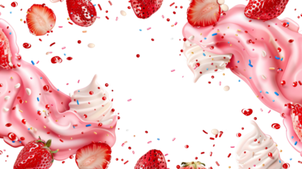 Strawberry juice splashing with fruits