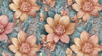Fototapeta premium pattern of pastel-colored daisies. 