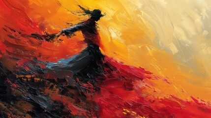 Develop a captivating visual with expressive strokes and vivid textures. Use loose brushstrokes and bold colors to convey emotion and energy, focusing on creating a sense of movement and vitality