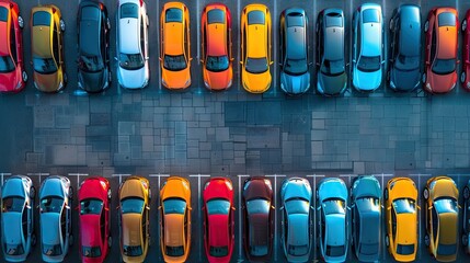Kaleidoscope of Cars: A Vibrant Spectrum in the Parking Lot
