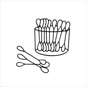 black and white cotton swabs in container clip art preview