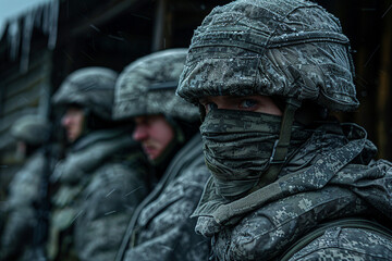 Warfare young soldier created by AI generative technology