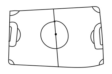 Hand drawn soccer court floor. Vector illustration isolated on white background.