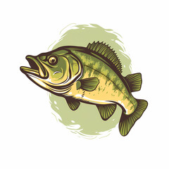 Bass fish big perch fishing design element vector image