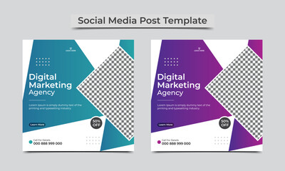 Digital marketing agency social media post template. vector illustration.