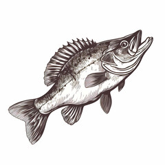 Bass fish big perch fishing design element vector image