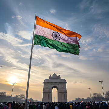 Happy India independence day with India republic flag