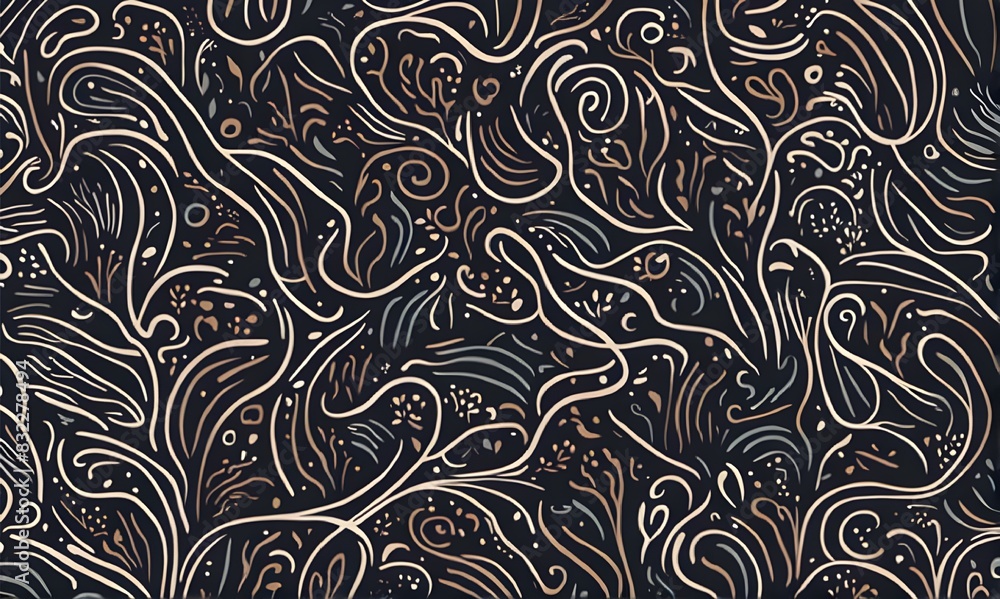 Poster organic lines and shapes pattern with dark background