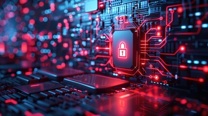 Showcasing the Importance of Cyber Security and Digital Protection in Modern Business: Futuristic and Sleek Technology Designs Conveying Advanced Protection and Security