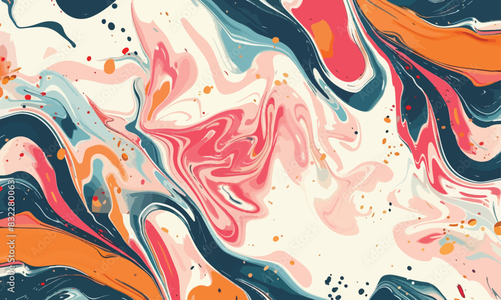 Poster abstracts wave pattern background with flowers isolated vector