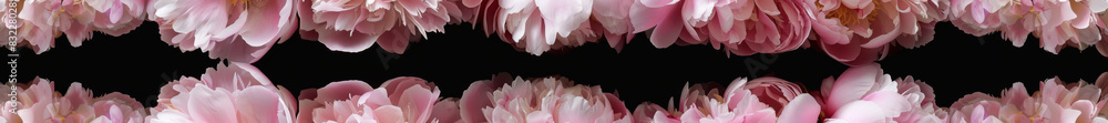 Sticker Cluster of Delicate Pink Peonies on Dark Background