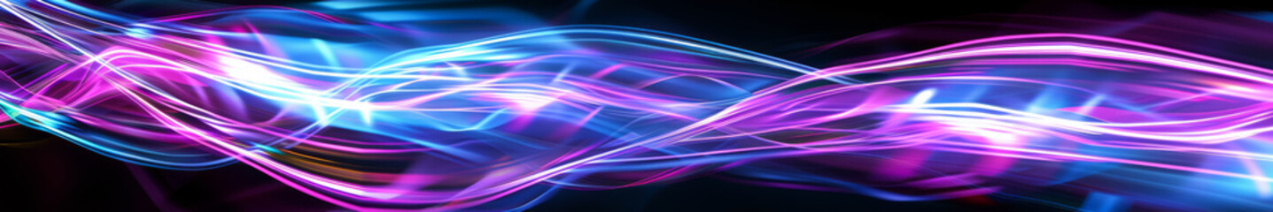 Fototapeta premium Electric Pink and Blue Light Ribbons Weaving Through the Dark