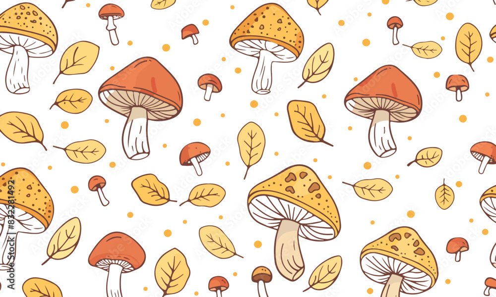 Poster seamless background pattern with mushrooms
