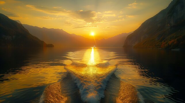 sunset over the river