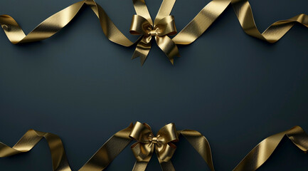 Elegant Gold Ribbon Frame on Dark Background