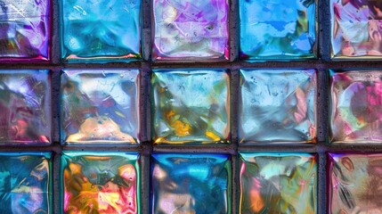 Kaleidoscope Pattern in Glass Block Wall
