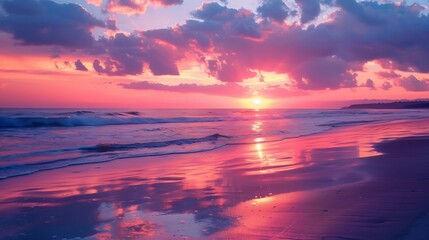 Obraz premium Serene Shore: Capturing Vibrant Tranquility on a Sun-Kissed Beachscape