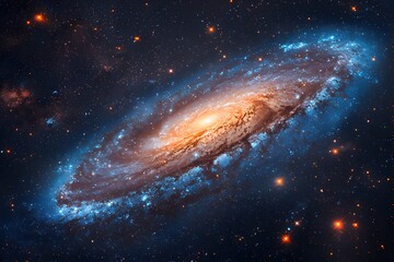 Obraz premium Spiral Galaxy in Deep Space with Glowing Stars and Cosmic Nebulae - Astronomy, Space Exploration, Science Artwork