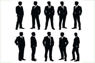 Businessman silhouette set. People Silhouettes. Highly Detailed Business People Silhouettes. Set of  American Businessman character design.