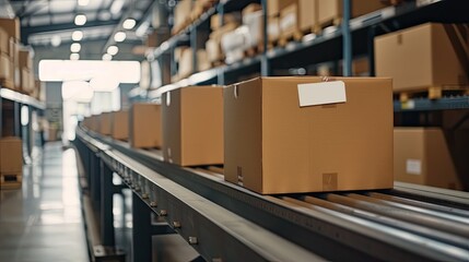 parcels traveling along the conveyer belt, highlighting the efficiency of the sorting process and emphasizing the diversity of packages.