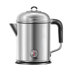 Modern Stainless Steel Electric Kettle With Temperature Gauge, Isolated on a Transparent Background, Graphic Resource