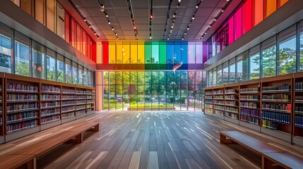 Library Exhibit Celebrating LGBTQ Stories and History with Pride Flag