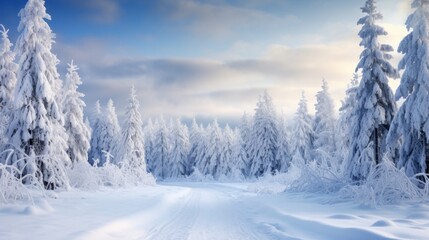 Fototapeta premium Beautiful winter landscape with snow-covered trees.