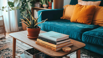 Fototapeta premium Small table for placing coffee and books to relax during free time and holidays