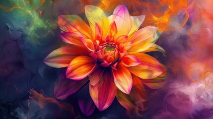Colorful abstract flower illustration, digital painting