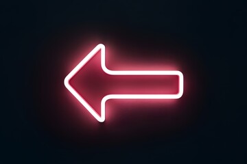Minimalistic neon pink arrow pointing left on black background with smooth curve