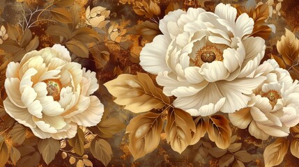 Beautiful Floral Artwork with White Peonies, Generative AI