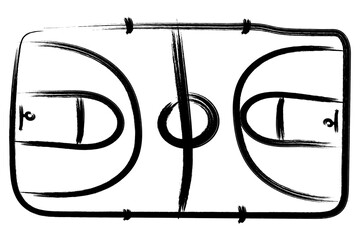 Hand drawn basketball court floor. Vector illustration.