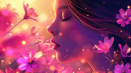 Captivating Cosmetic Symphony Engaging the Senses in Ethereal Beauty through Delicate Floral and Luminous Feminine Visuals